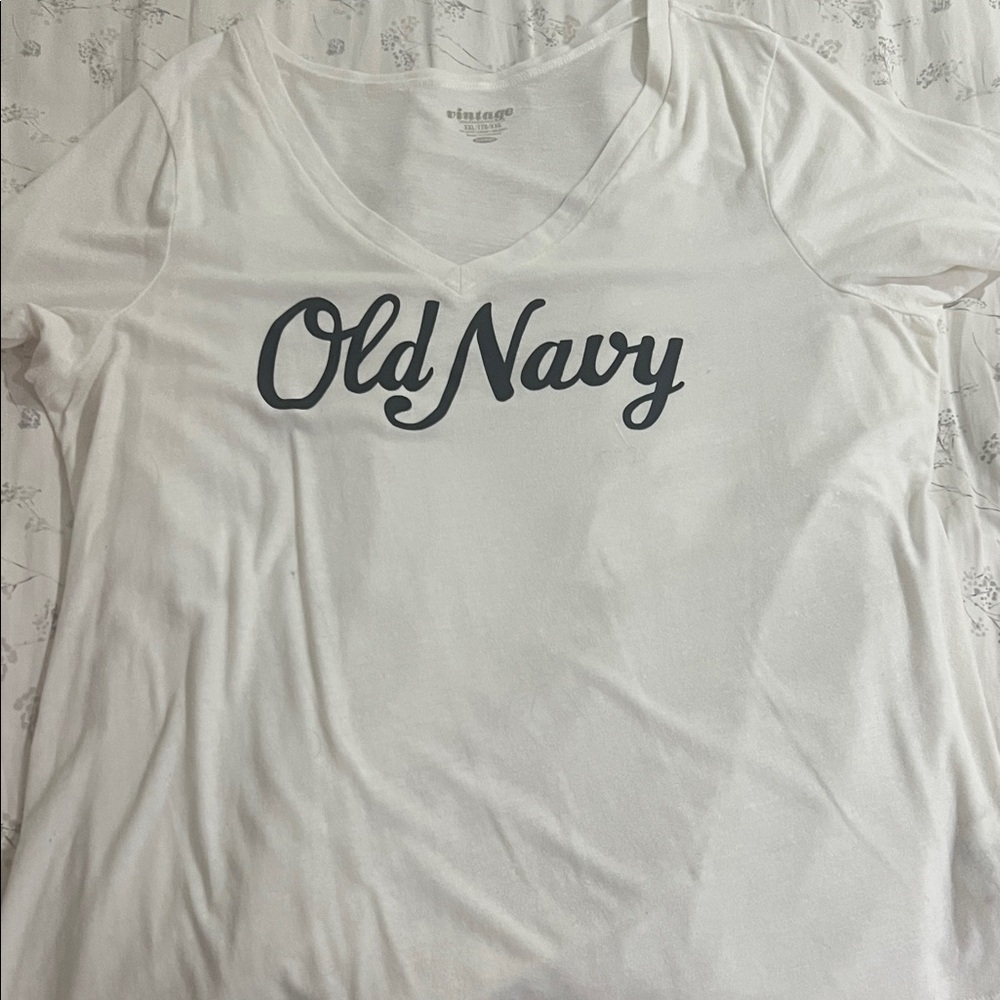 Old Navy White Tee with Navy Script